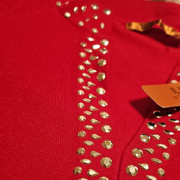 Belldini Red Tunic Sweater with Stud Accents Womans Large - Picture 4 of 10